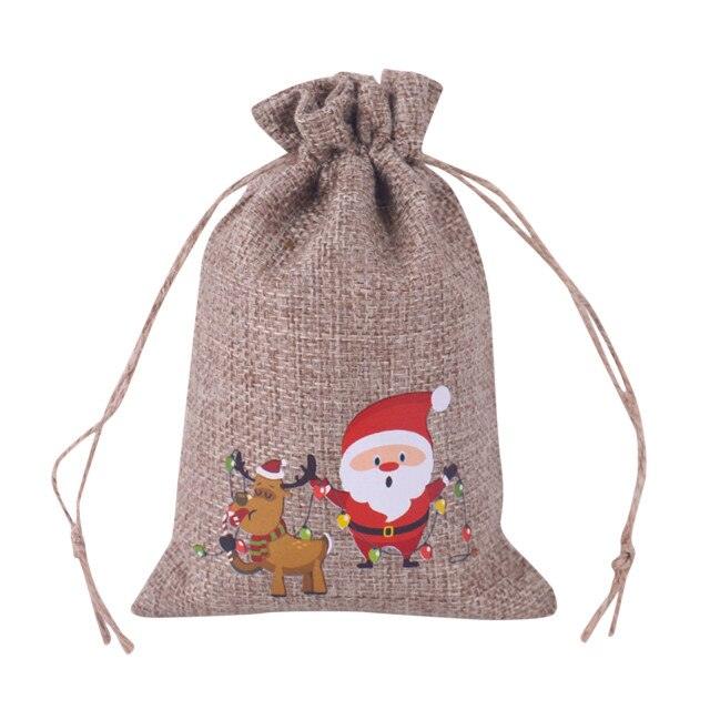 Jute Bags Christmas Gift Drawstring Pouch Cotton
