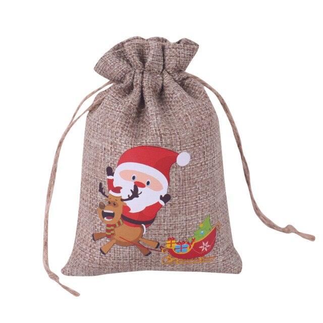 Jute Bags Christmas Gift Drawstring Pouch Cotton