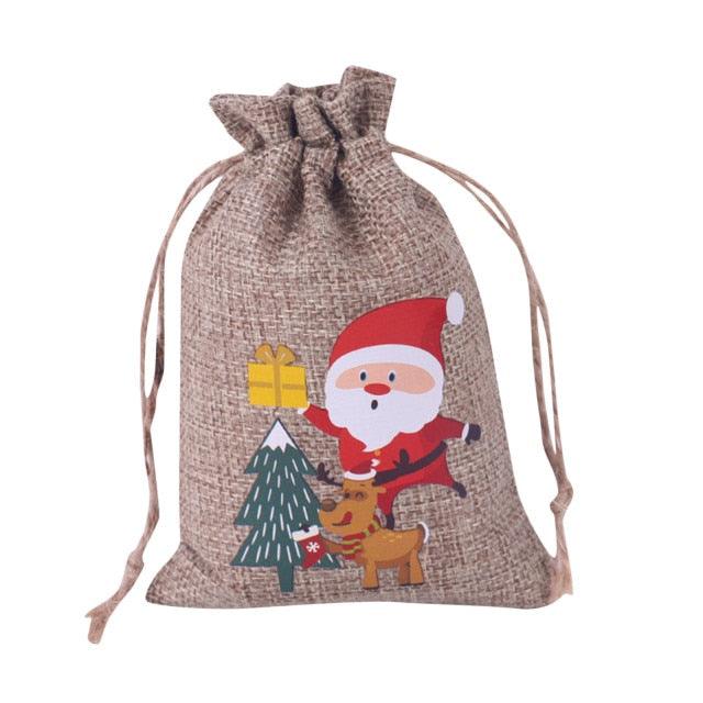 Jute Bags Christmas Gift Drawstring Pouch Cotton