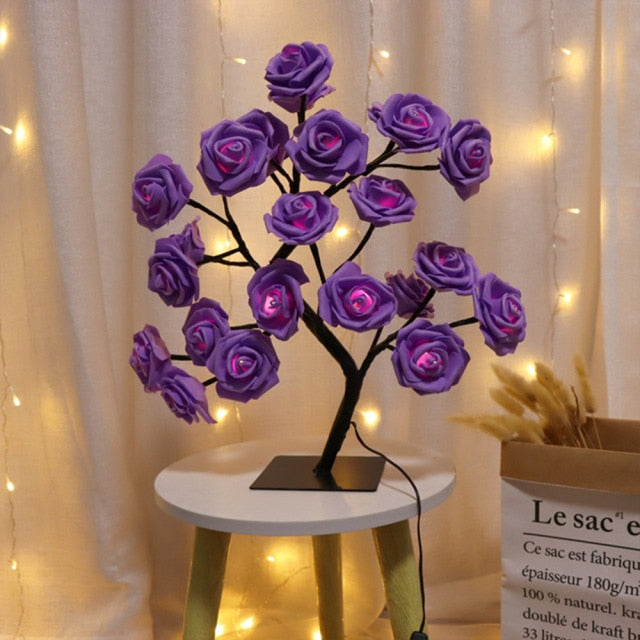 Rose Flower Tree Lamp Decorative Table Christmas