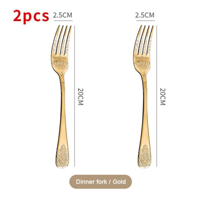 European Cutlery Sets Stainless Steel Tableware Christmas