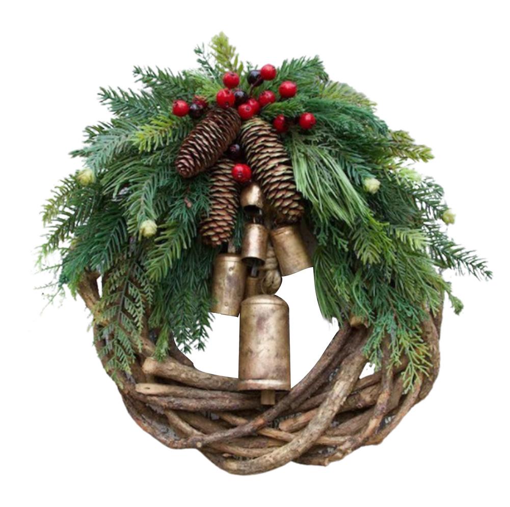 Rustic Christmas Rattan Wreath Garland Farmhouse 12" x 12" (30cm x 30cm)