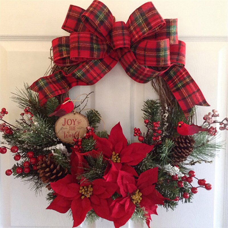 Christmas Wreath Artificial Plant Rattan Circle Wall
