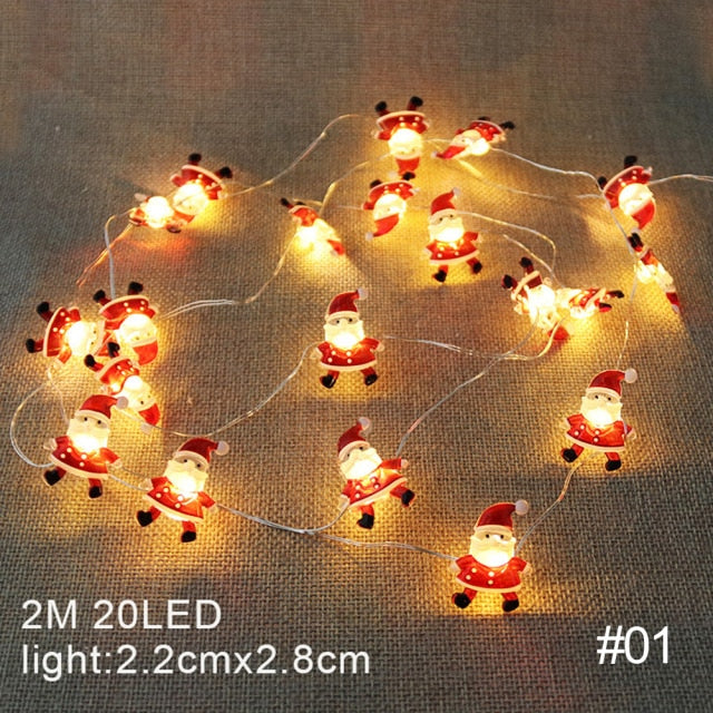 Santa Claus Snowflake Tree LED Light String Christmas Fairy Decor