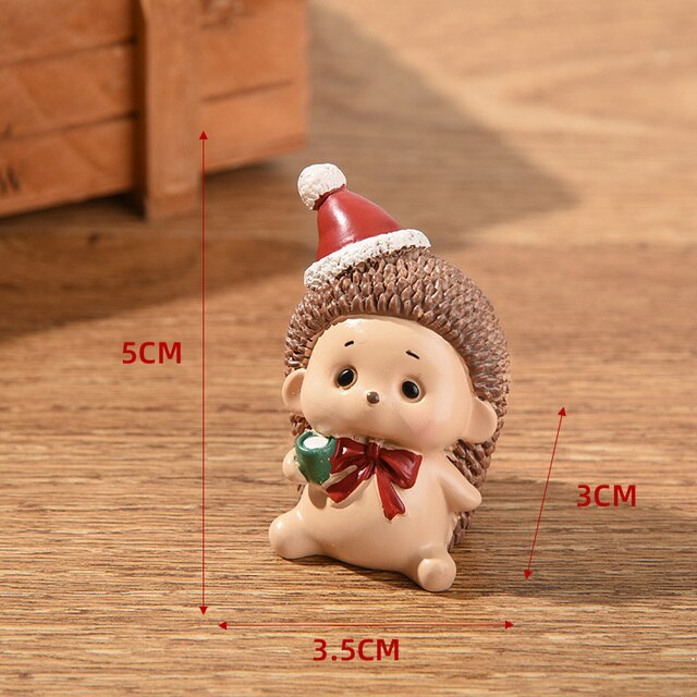 Mini Christmas Resin Small Animal Ornaments Santa Snowman