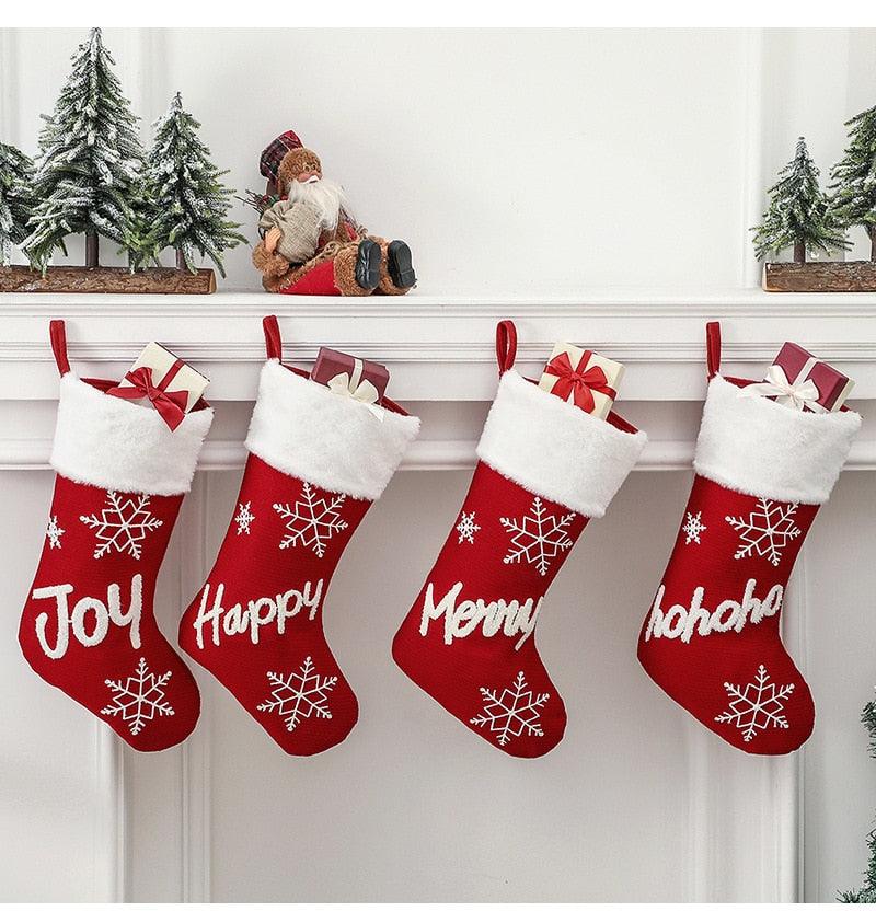Merry Christmas Socks Red Snowflake Christmas Stocking