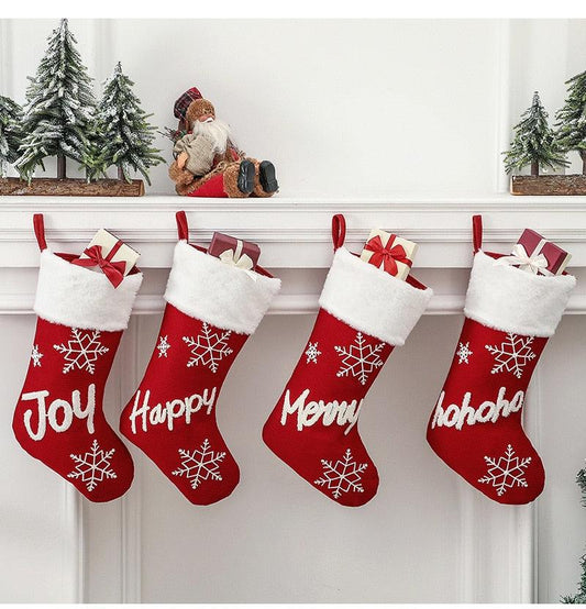 Merry Christmas Socks Red Snowflake Christmas Stocking