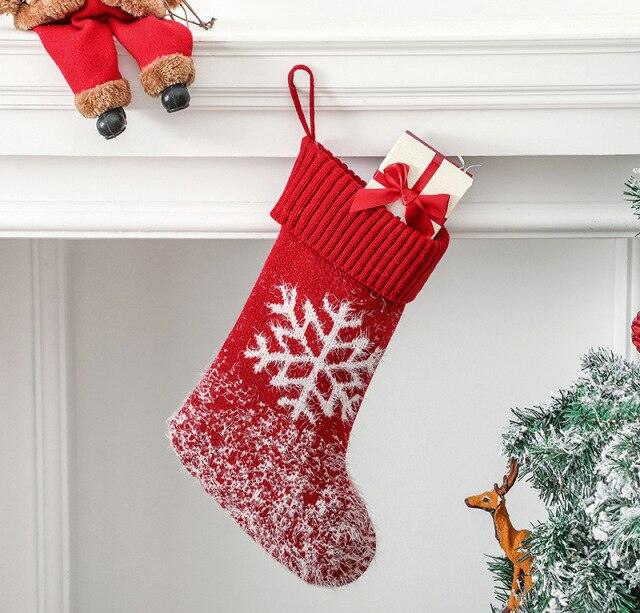 Merry Christmas Socks Red Snowflake Christmas Stocking