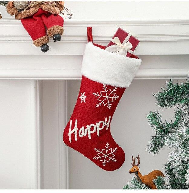 Merry Christmas Socks Red Snowflake Christmas Stocking