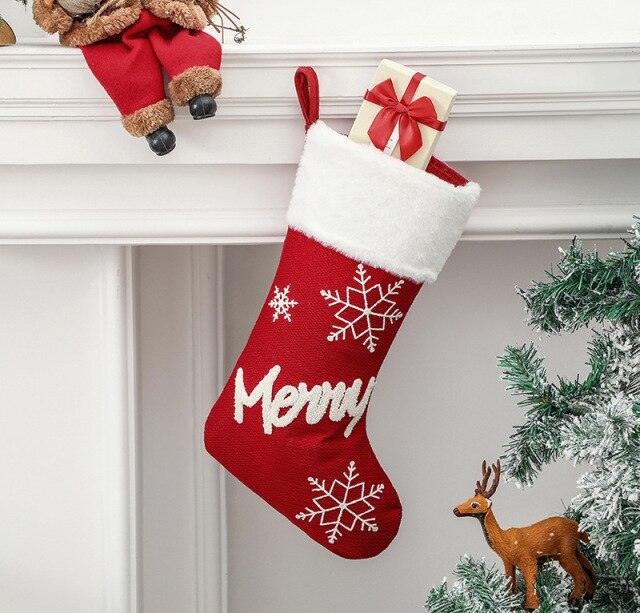 Merry Christmas Socks Red Snowflake Christmas Stocking