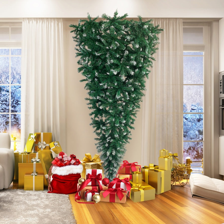 Upside Down Green Christmas Tree with LED Warm White Lights