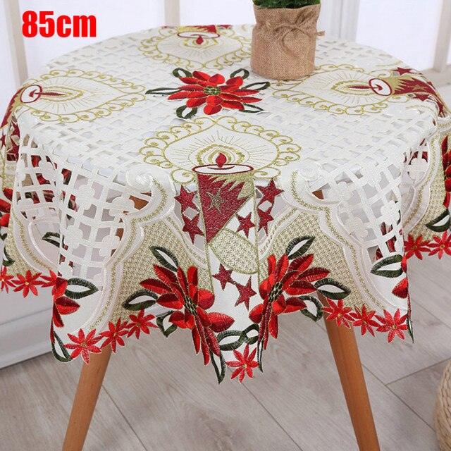 Christmas Tablecloth Vintage Embroidered Floral Lace