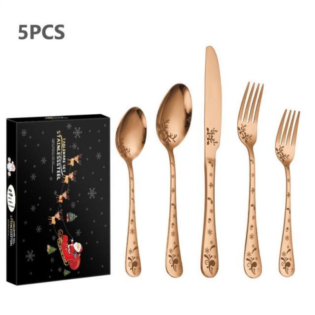 Christmas Tableware Set Stainless Steel Dinnerware