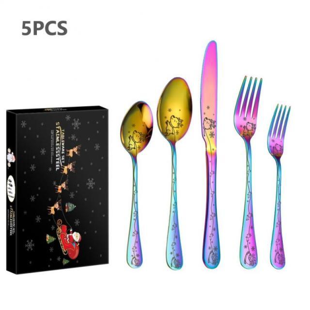 Christmas Tableware Set Stainless Steel Dinnerware