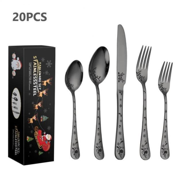Christmas Tableware Set Stainless Steel Dinnerware