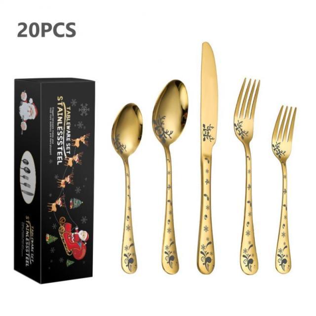 Christmas Tableware Set Stainless Steel Dinnerware