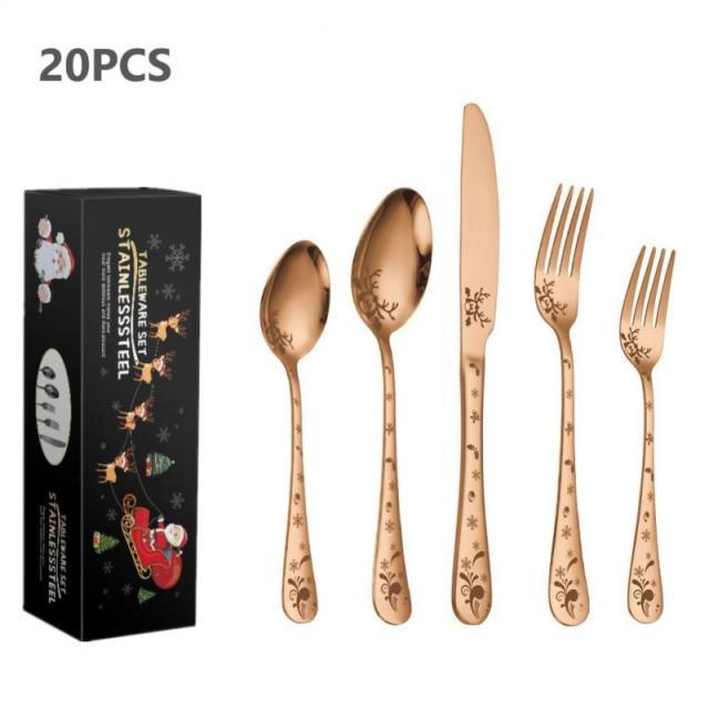 Christmas Tableware Set Stainless Steel Dinnerware