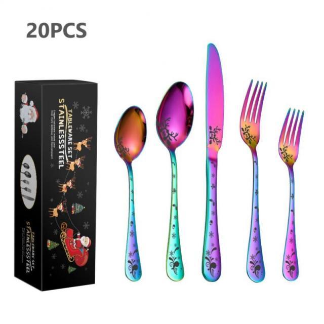 Christmas Tableware Set Stainless Steel Dinnerware