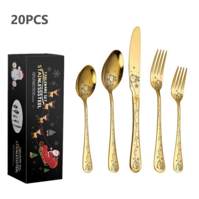Christmas Tableware Set Stainless Steel Dinnerware