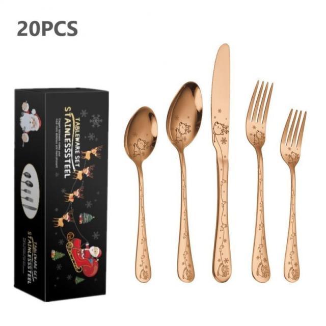 Christmas Tableware Set Stainless Steel Dinnerware