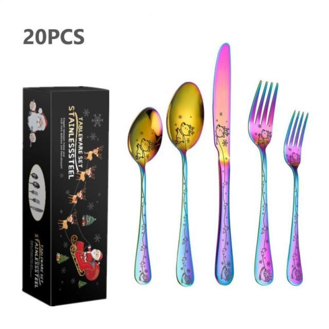 Christmas Tableware Set Stainless Steel Dinnerware