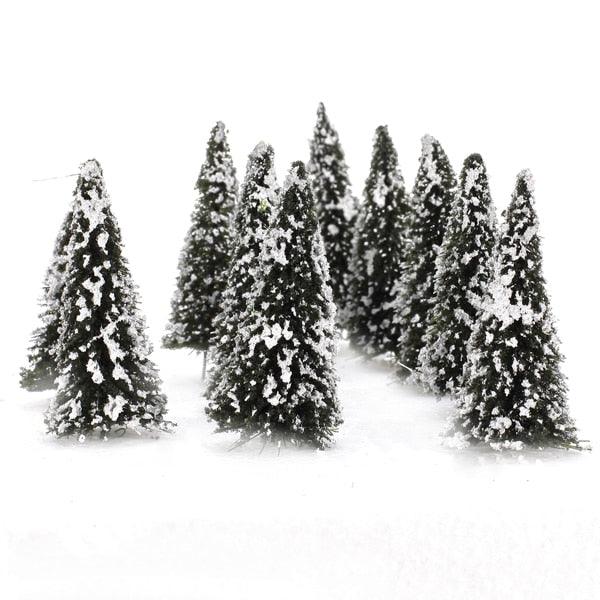 New 10pcs Artificial Tree White Dark Green Scenery