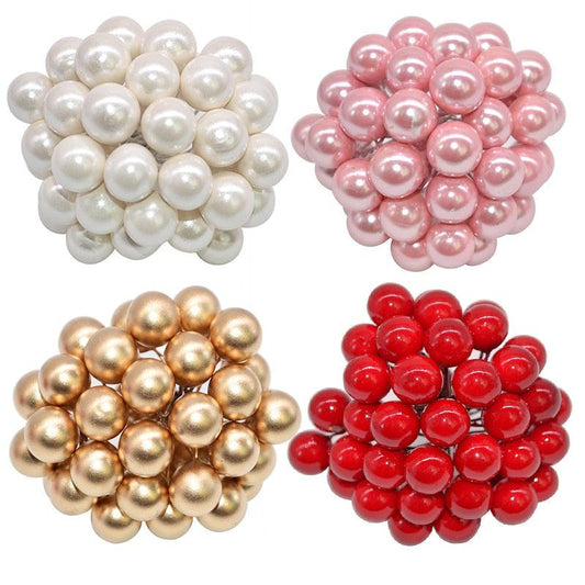 50Pcs/lot Mini Artificial Flower Fruit Stamens Cherry Christmas Plastic Pearl Berries Ornaments - Christmas Trees USA