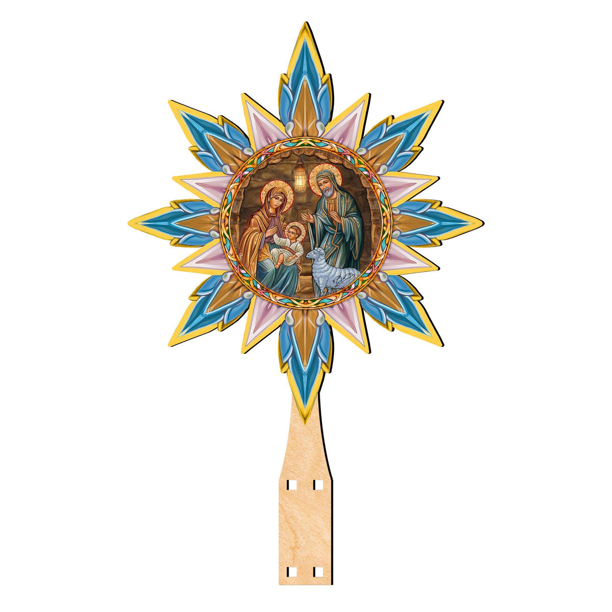 Orthodox Nativity Star Tree Topper Wooden Decor