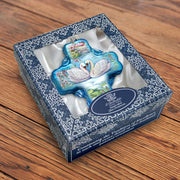 Love of Swans Cross Glass Ornament