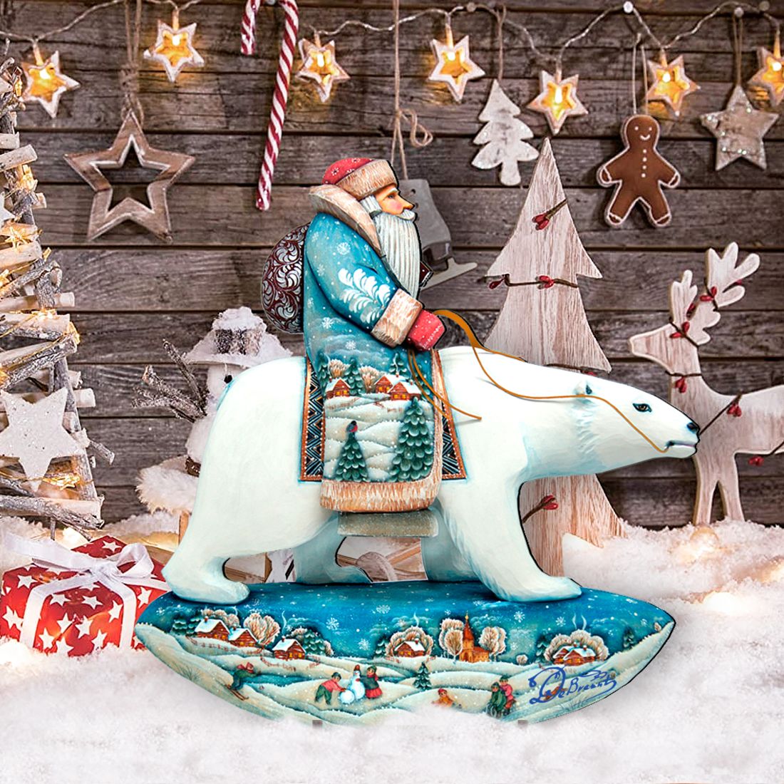 Polar Bear Santa Christmas Outdoor Scene