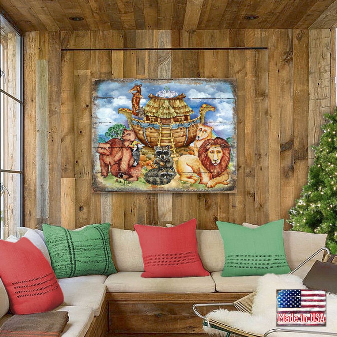 Noah's Ark Wooden Wall Art by G. DeBrekht - Nativity Holiday Decor - 8173521B
