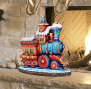 Winter Express Train Limited Edition Wooden Figurine by G. Debrekht - Centerpiece Christmas Decor - 89323