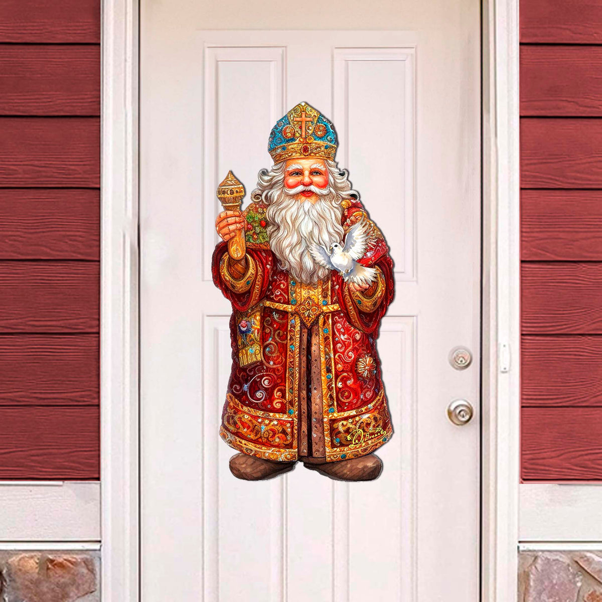 Santa's Dove of Hope Holiday Door Décor by G. Debrekht - Christmas Santa Snowman Décor - 8691416H