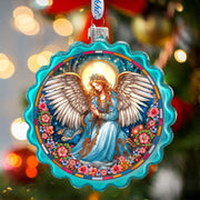 Angel of Healing Wreath Glass Ornament