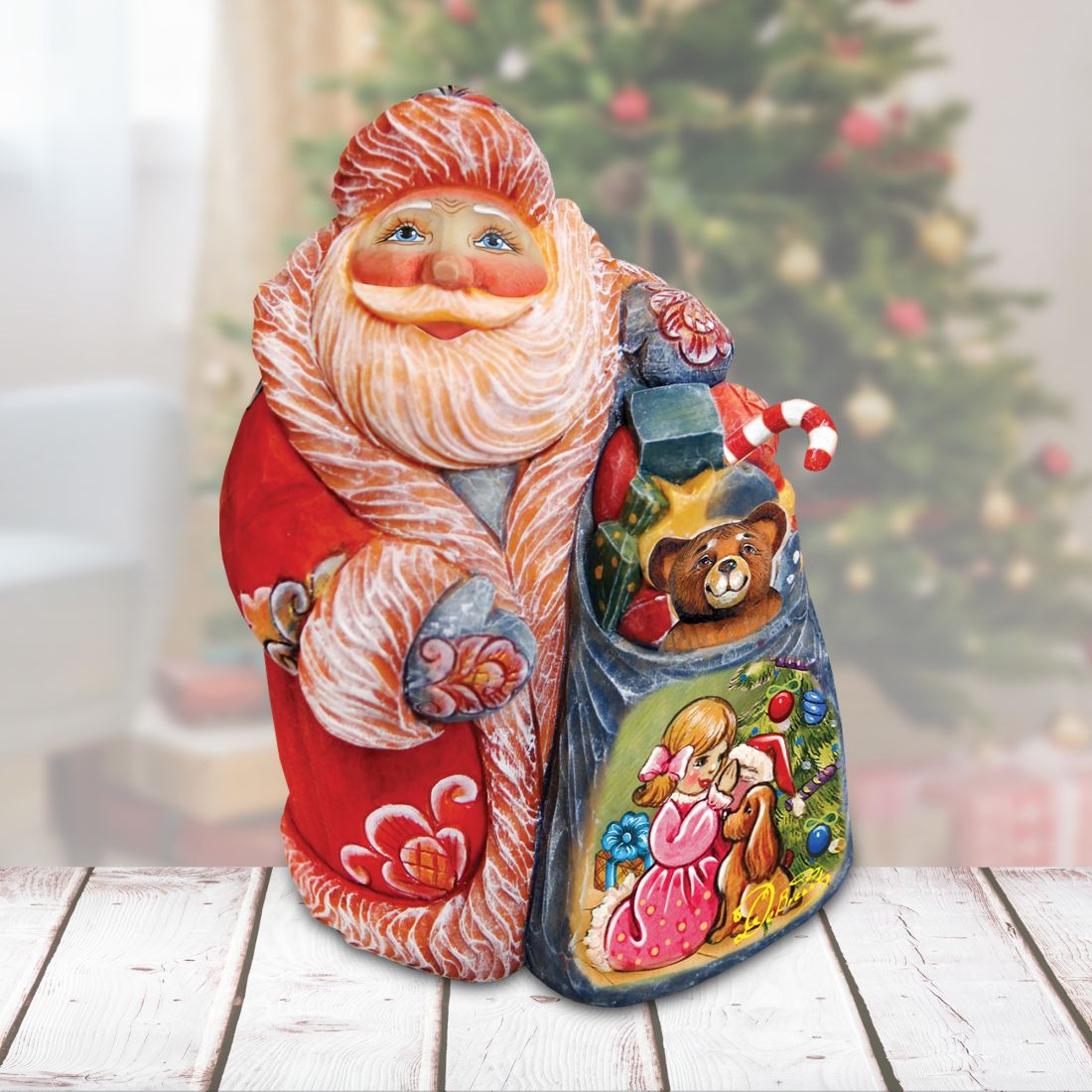Secret Surprise Santa box Handcrafted Christmas Figurine