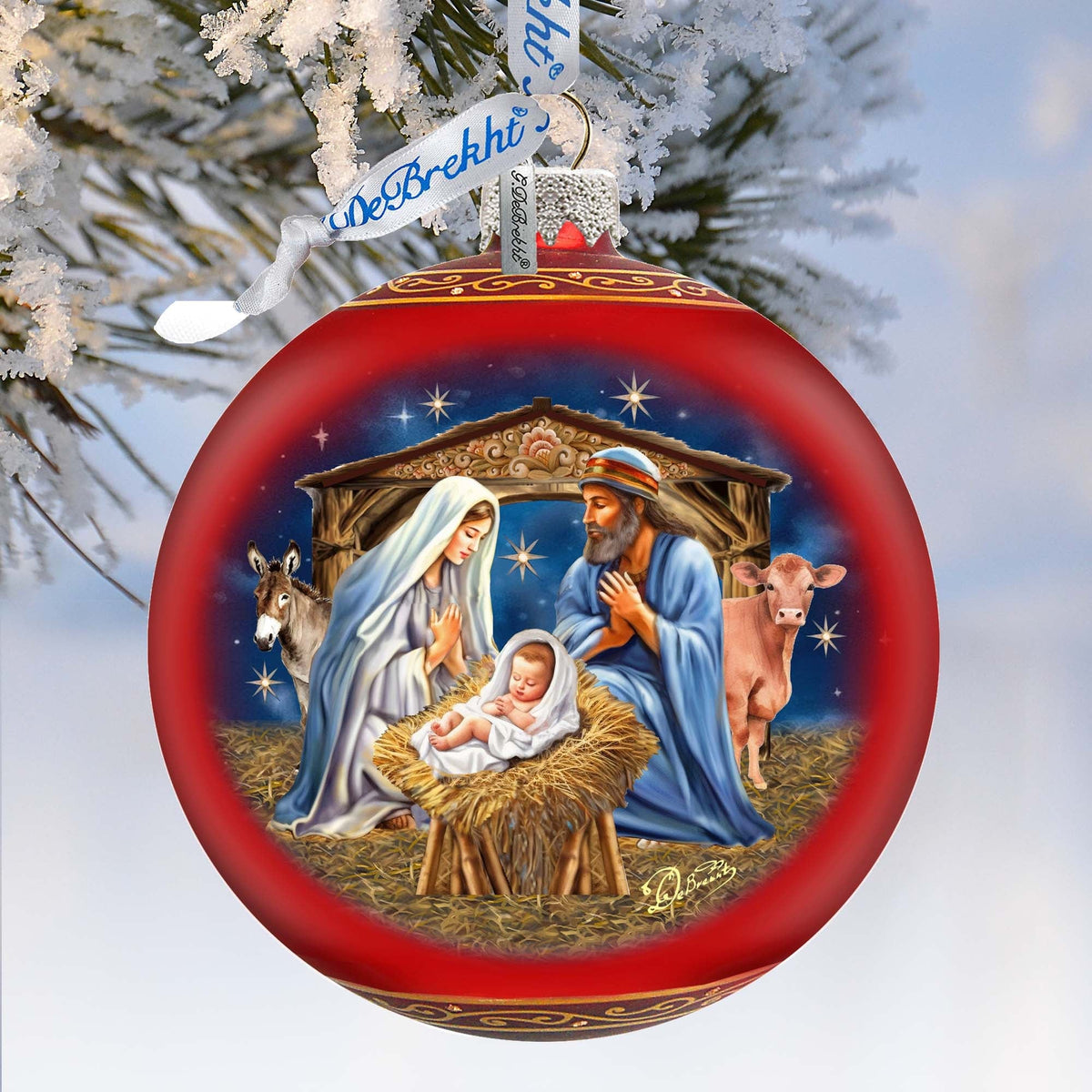 From Stable to Savior Lg Glass Ornament by G.Debrekht - Nativity Holiday Decor - 73956