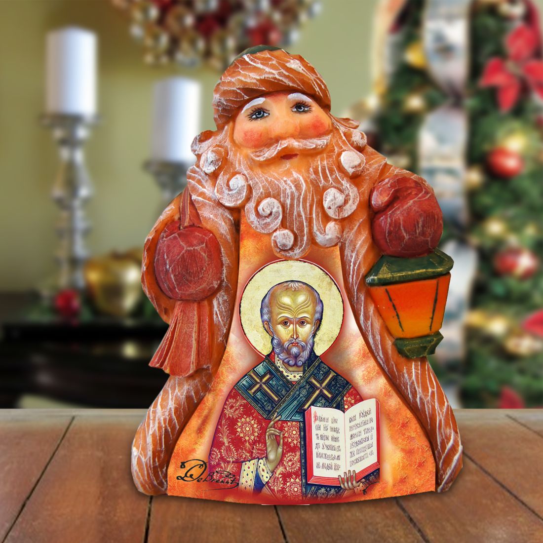 Tiny Tale Santa Saint Nick Handcrafted Christmas Figurine - G. DeBrekht - Christmas Santa Snowman Decor - 561615