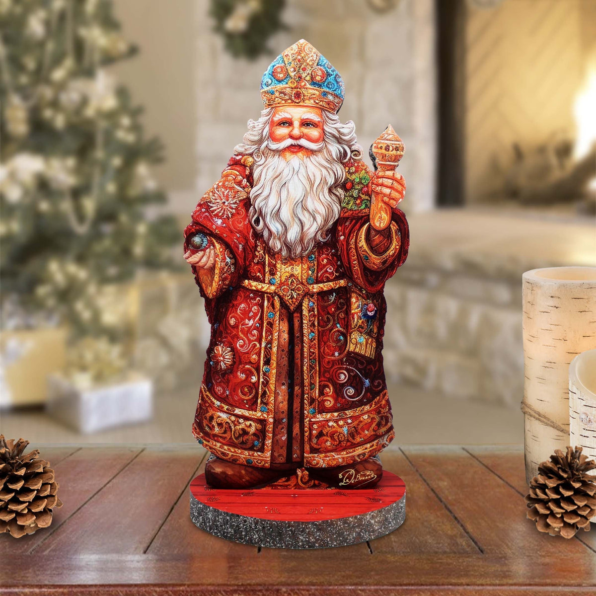 Festive Santa Limited Edition Centerpiece Wooden Figurine