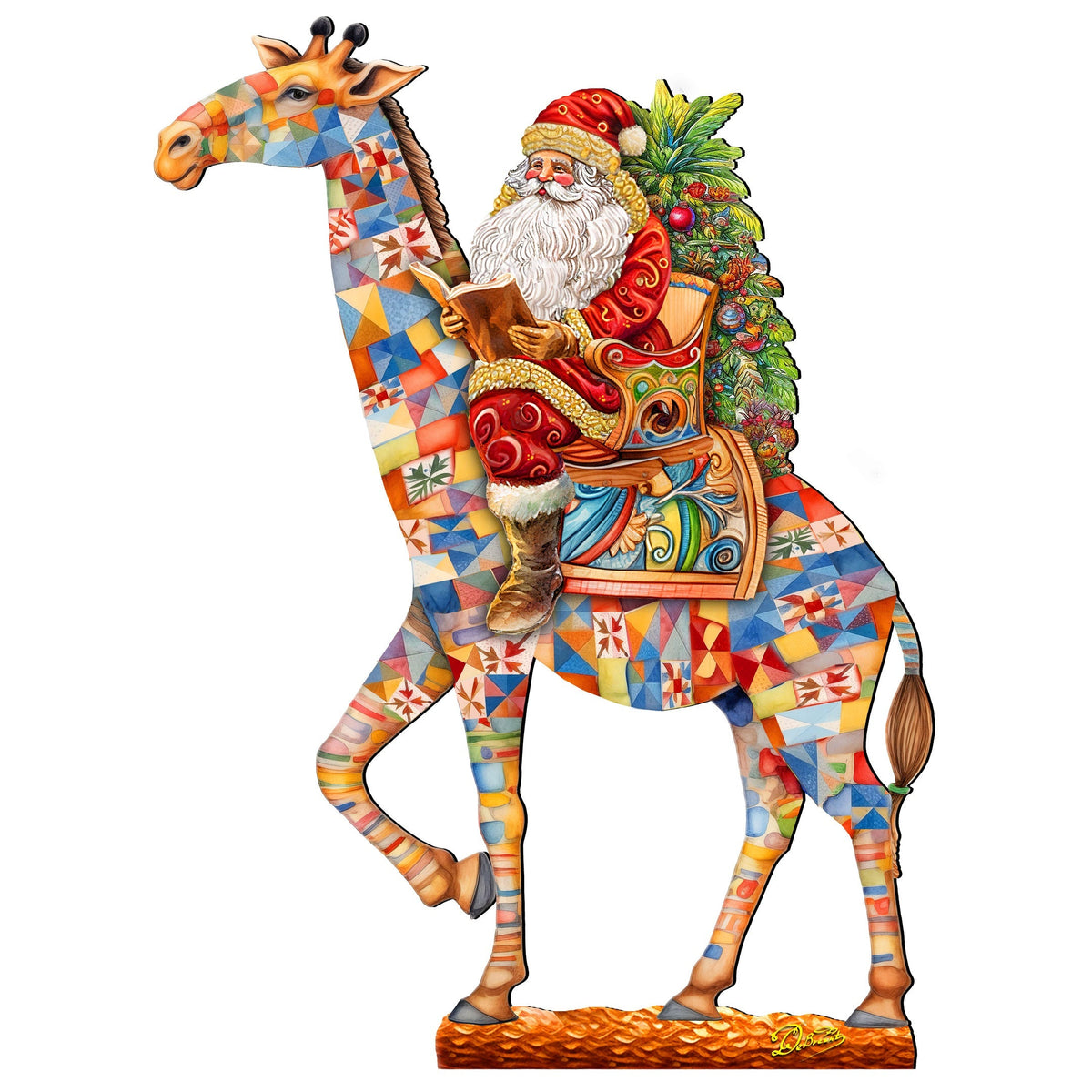 Santa's Giraffe Adventure Holiday Door Decor by G. Debrekht - Santa Snowman Decor - 8652803H