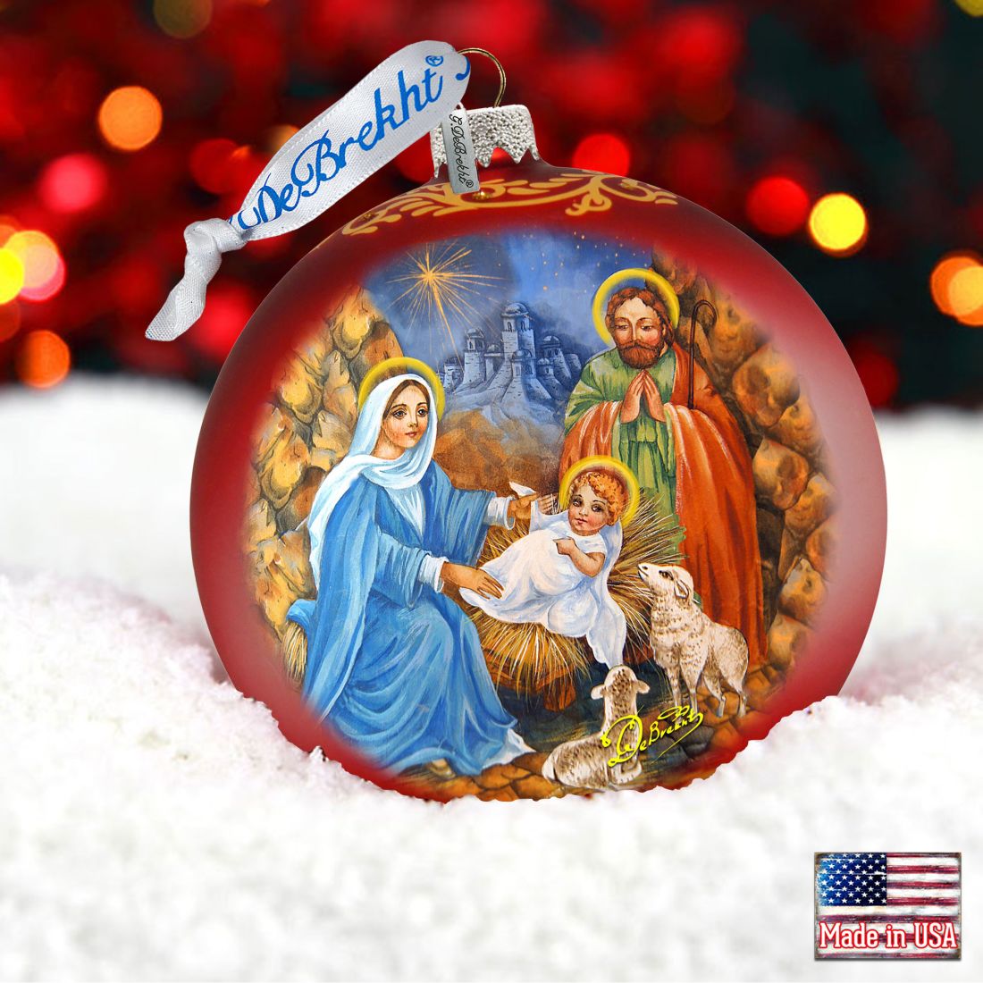 The Lamb of God Glass Ornament Limited Edition by G. DeBrekht - Nativity Holiday Decor - 73902
