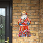 Santa and the Gingerbread House Holiday Door Decor by G. Debrekht - Christmas Santa Snowman Decor - 8691404H