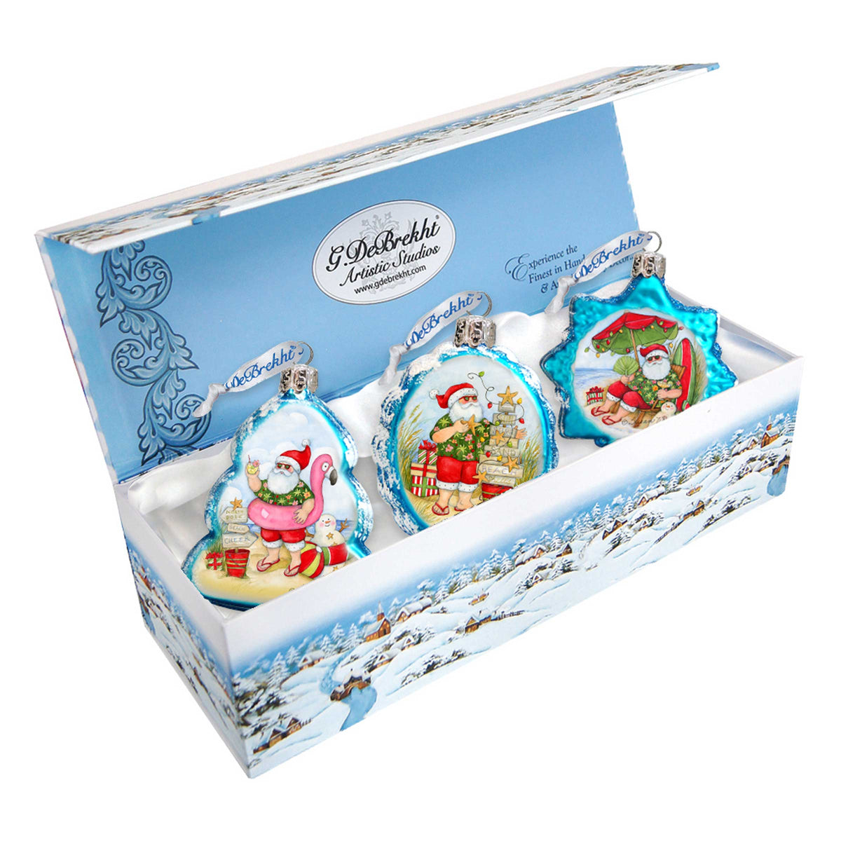 Christmas at the Beach Mercury Glass Ornaments Set of 3