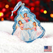Snowflakes Tree Glass Ornament by G. DeBrekht - Christmas Santa Snowman Decor - 762-027