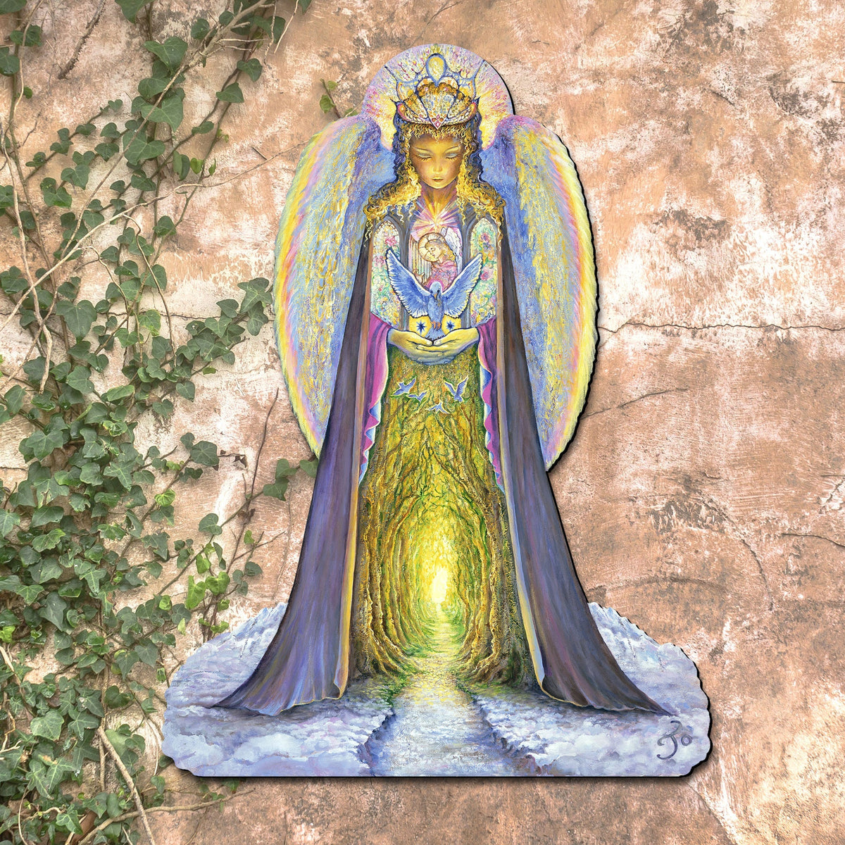The Angel and the Bluebird Holiday Outdoor Yard Sign by Josephine Wall - Christmas Decor - 845623F-JW
