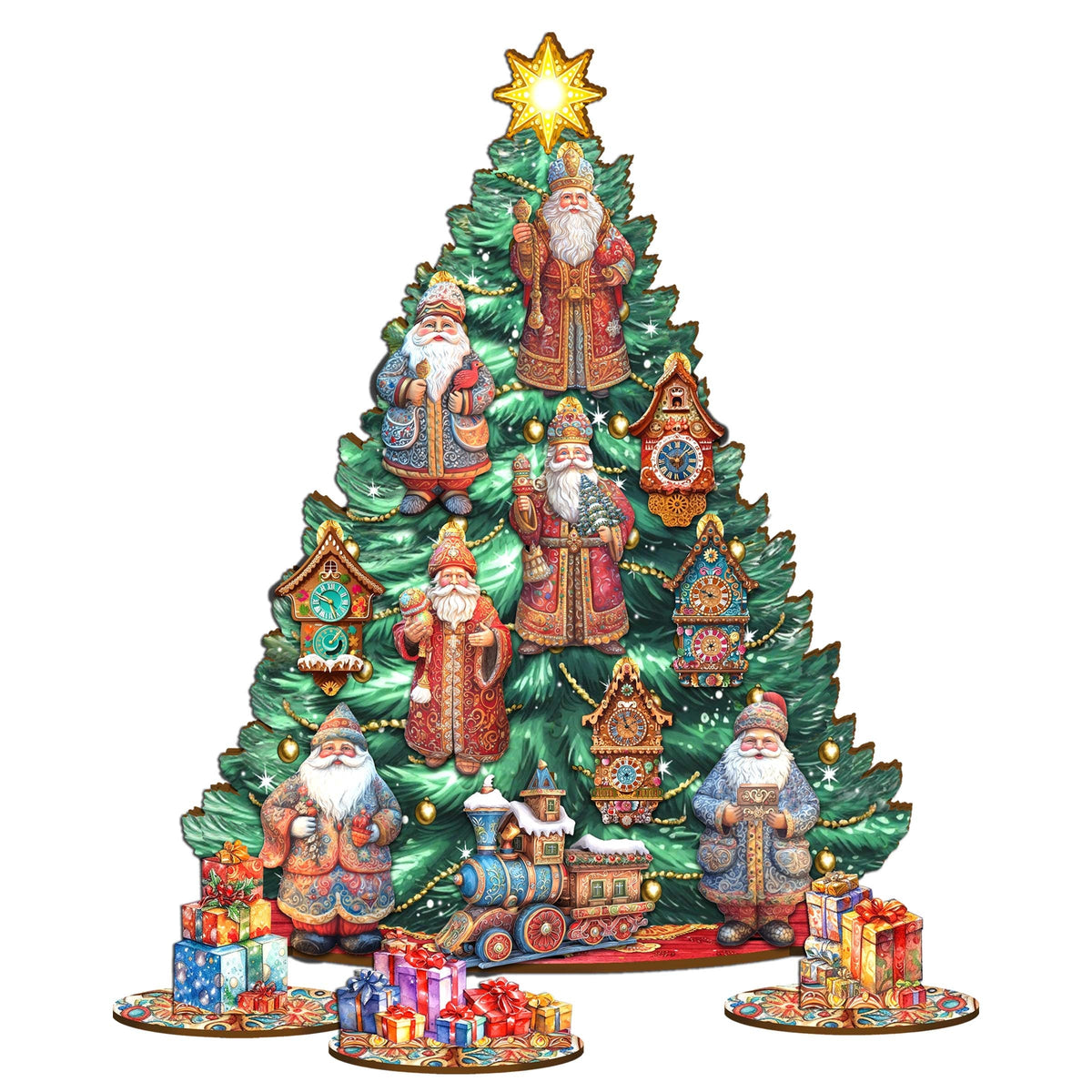 Santa Christmas Arrival Christmas Tree Eco Wood Set by G.DeBrekht Christmas Decor - 8091517