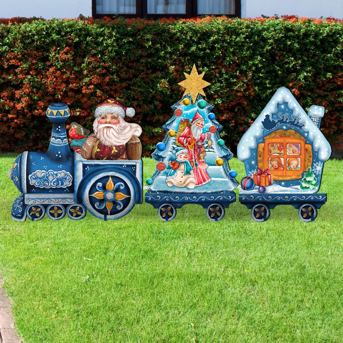 Santa Holiday Express Christmas Outdoor Decor by G. DeBrekht - Christmas Santa Snowman Decor - 8129211F-S3