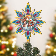 Snowman Family Star Tree Topper Wooden Decor