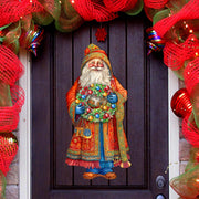 Santa's Wreath of Joy Holiday Door Decor by G. Debrekht - Christmas Santa Snowman Decor - 8691402H
