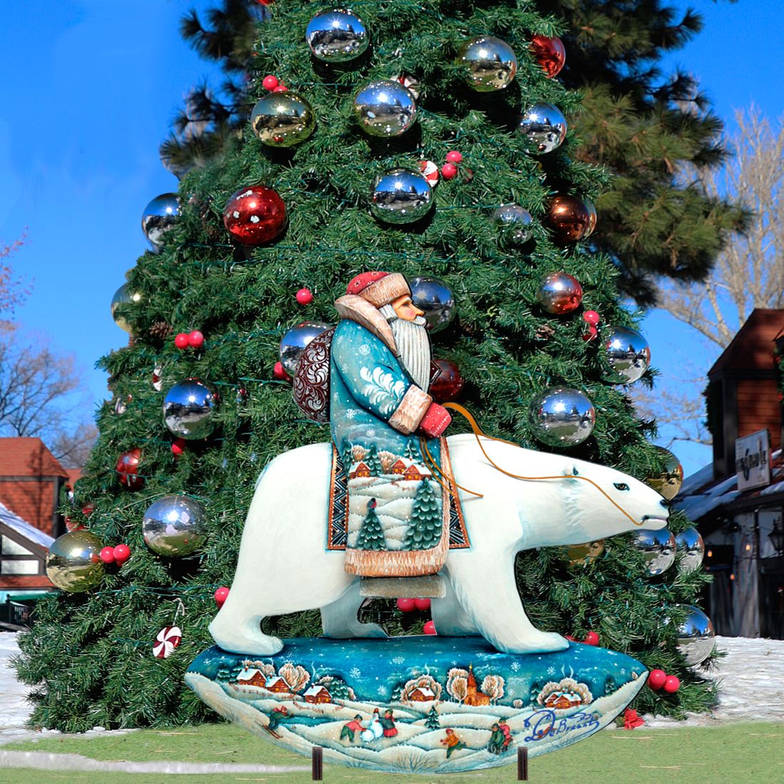 Polar Bear Santa Christmas Outdoor Scene
