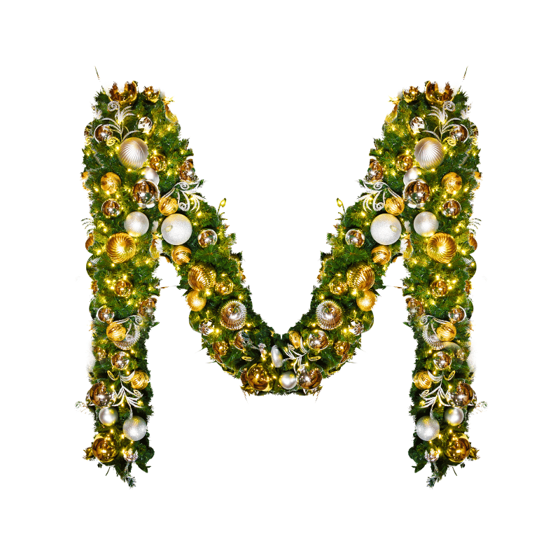 9'x14" Pre-Decorated Garland with Warm White Lights Gold/Silver